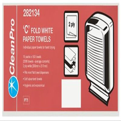 CleanPro 'C' Fold White Paper Towels 15 x 153