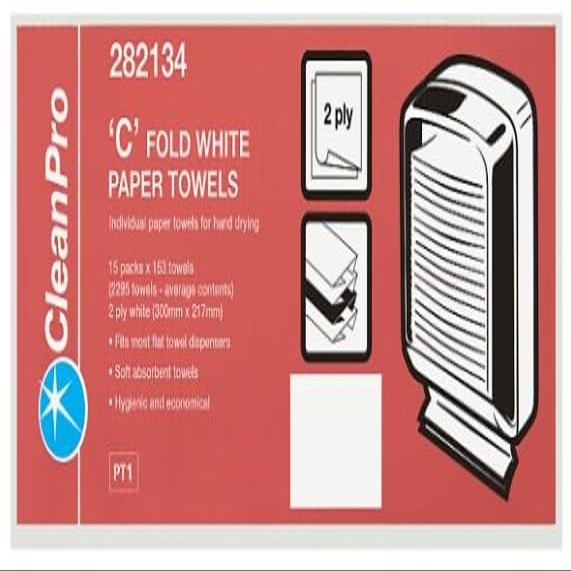 CleanPro 'C' Fold White Paper Towels 15 x 153