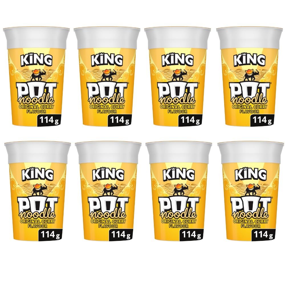 King Noodle Original Curry Flavour 114g - Ready In 4 Mins - Just Pour In Hot Water, Stir And Wait! - Weight: 114g (Approx.)
