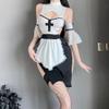 cxbyjyg Sweet maid uniform bare breasts seductive maid dress role play sweet lace maid sexy underwear Black view 4