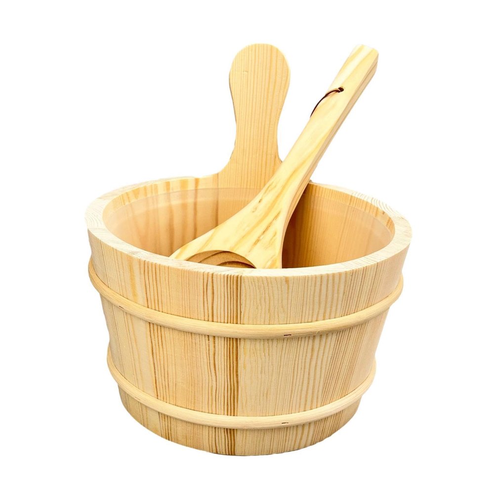 MagiDeal 5 L Large Capacity Wooden Sauna Barrel Equipped with Ladle for Sauna, Bath, Spa, Swimming Pool