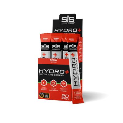 Science in Sport Hydro+ Electrolytes Powder Sachets with 5 Essential Electrolytes and Added Vitamins C, B6, and B12 for Hydration Drink | Berry, Pack of 20 Sachets