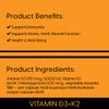 Vitamin D3 + K2 Capsules | High Strength 5000 IU D3 & 100g K2 (MK-7) | Vegetarian HPMC Capsule Shell | Supports Bones, Teeth, Muscles & Immunity | Made in The UK view 2