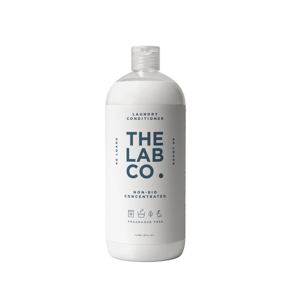 The Lab Co. Fragrance Free Fabric Conditioner & Laundry Softener | Non-Bio, Ultra-Concentrated, 40 Washes | Odourless, Unscented | 1 Litre, Vegan & Biodegradable