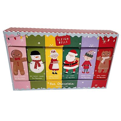 Hot Chocolate Sleigh Bells Cracker Selection 6 Assorted Flavours with Non-Dairy Creamer Cocoa Drink Mix Christmas Drinks