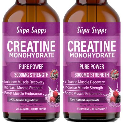 Creatine Monohydrate Drops 60ml - Liquid Alternative to Creatine Monohydrate Powder, Ideal for Gym Performance, Bulk Creatine Formula, Supports Muscle Growth, Recovery, and Energy - Berry Flavour
