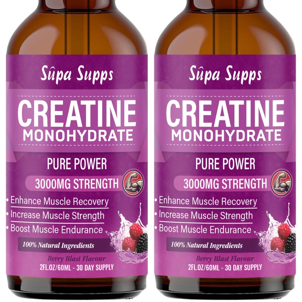 Creatine Monohydrate Drops 60ml - Liquid Alternative to Creatine Monohydrate Powder, Ideal for Gym Performance, Bulk Creatine Formula, Supports Muscle Growth, Recovery, and Energy - Berry Flavour