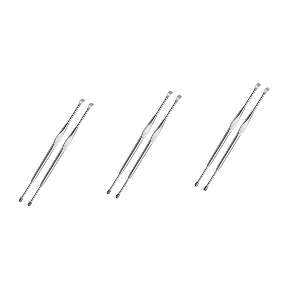 minkissy 3sets Double-end Ear Spiral Ear Spoon Stainless Steel Remover Massage Tool 2pcs*3