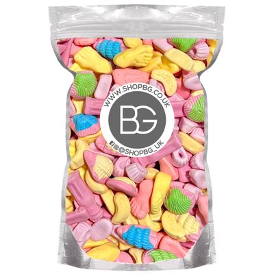 BG Quality Pick & Mix Sweets - Soft Foam Jelly Gummy Mix Shrimps Bananas Shells Milkshakes Feet Sweeties 500g Pouch