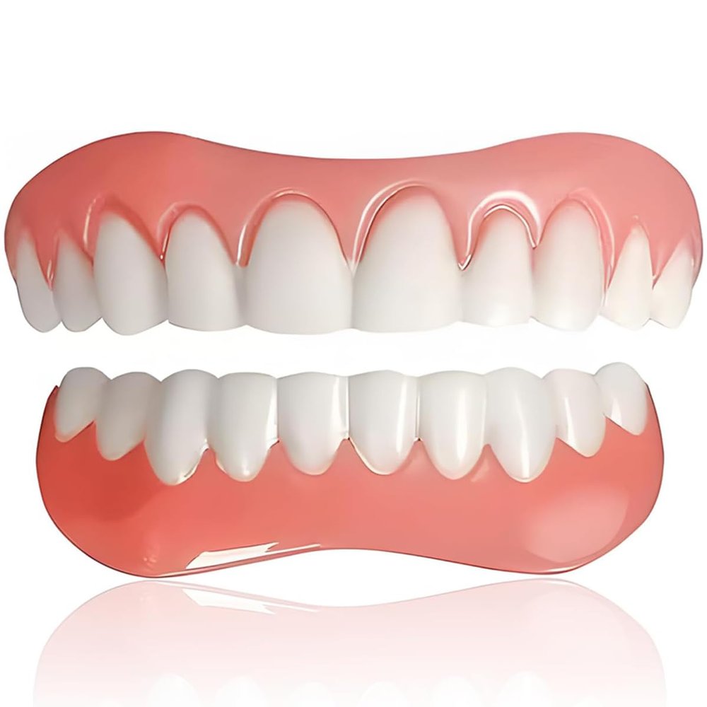 Dazzluxe 1 Pairs False Teeth Veneers Top And Bottom Instant Veneers Fake Teeth Cosmetic Dentures Veneers Teeth Whitening Temporary Smile Prosthesis Teeth for Men Women Adult