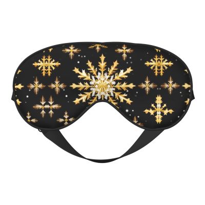 Golden Christmas Snowflake Print Block Out Light Eye Sleep Mask,Soft Breathable Eye Cover, for Sleeping Travel Home Nap