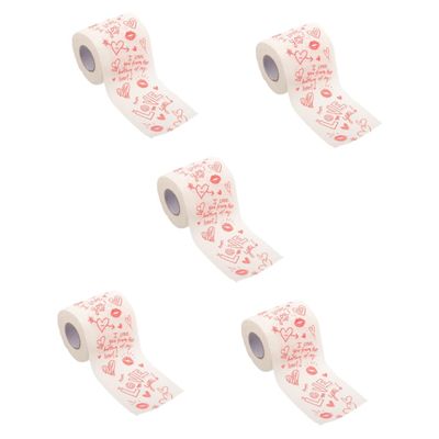 Beavorty 5rolls Valentine Printed Toilet Paper Roll Paper Valentine Printing Napkin Bathroom Roll Tissue