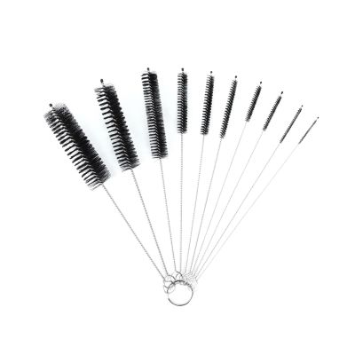 10pcs Nylon Bottle Straw Household Cleaning Brush Set Kitchen Brushes Bristle Kit Tube Bottle Straw Washing Cleaner(Black)
