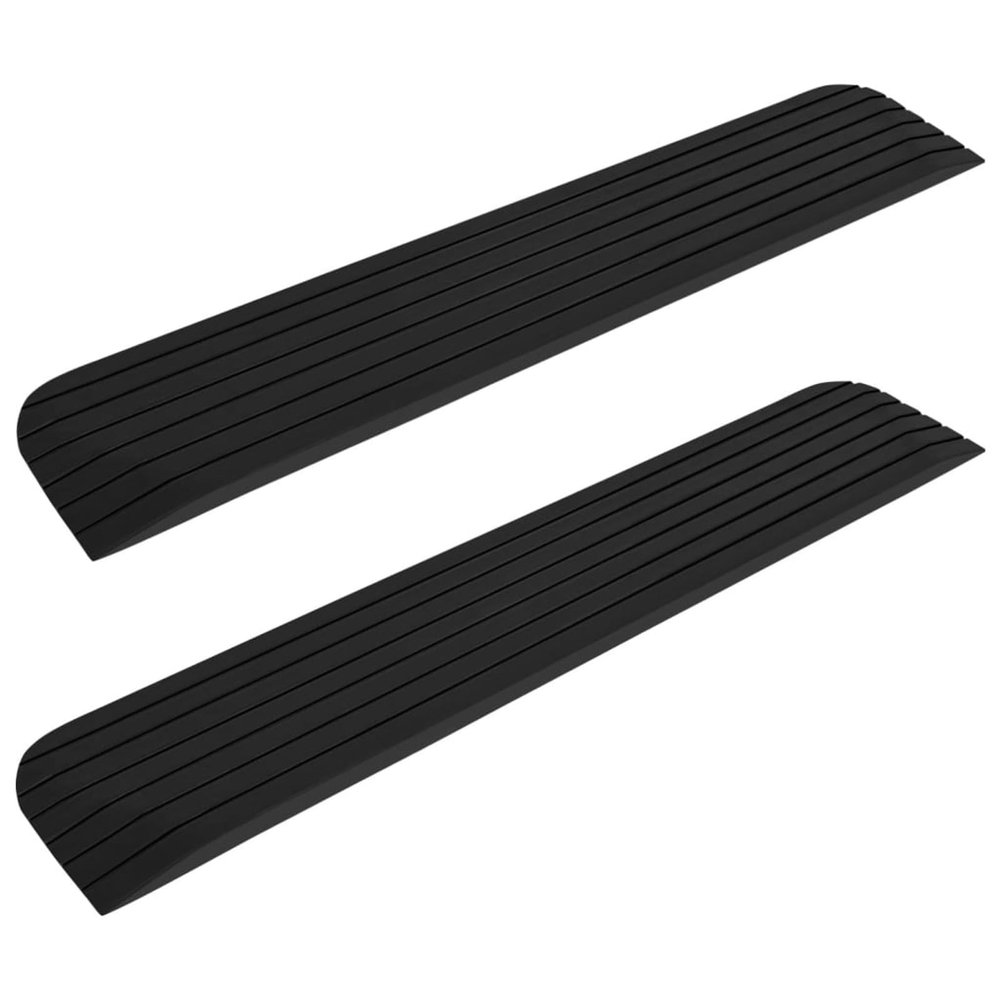 qohoio Threshold Ramps 2 pcs 110x21x2.5 cm Rubber-Rubber Threshold Ramp,Self Adhesive Door Floor Transition Strip,Flooring Threshold Ramp Reducer,Door Strip Trim Bar for Carpet Threshold Transition