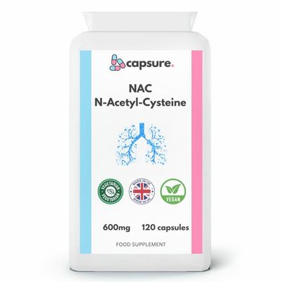 Capsure NAC N-Acetyl-Cysteine 600mg Vegan Capsules, 120 Count
