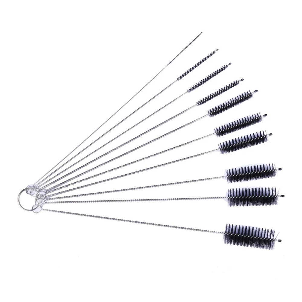 10Pcs Drinking Straw Cleaning Brush Kit Straw Tube Pipe Cleaner Nylon Stainless Steel Long Handle Cleaning Brushes(Style d)
