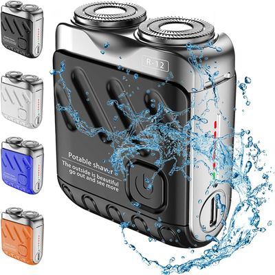 Beard Shaver Traveler Mini and Portable Suitcase Design Double-Ring Magnetic Cutter, Mini Shavers for Men, Electric Beard Shaver, Gift for Men, Portable Mini Electrict Shaver, Ipx7 Waterproof (Black)