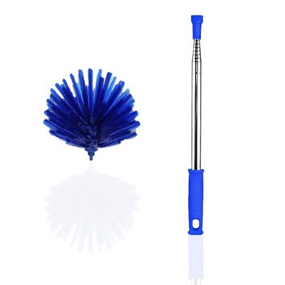 Yuibthr Cobweb Duster with Extension Pole, Spider Web Brush w 15-100 Inch Long Handle Dusters for Cleaning Ceiling Fan, Blinds, Furniture & Cars, Blue