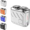 Beard Shaver - 2024 Men's Favorite Traveler Mini and Portable Suitcase Design, Double-Ring Magnetic Cutter, Mini Shavers for Men, Electric Beard Shaver (Silver) view 1