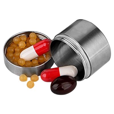 Pocket Pill Holder - Loose Tea Canister, Travel Pill Organizer | Stainless Steel Waterproof Large Capacity Pill Storage Box, Portable Daily Pill Organizer for Men and Women Outdoor Use