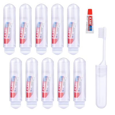 10 Pcs Mini Toothbrush, Travel Toothbrush Set with Mini Toothpaste, Portable Toothbrush for Families Travel Business Trip Camping Outdoor Activities