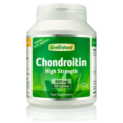 Greenfood Chondroitin, 460 mg, high dose, 120 Capsules - high bioavailability. Without Artificial additives, Without Genetic Engineering.