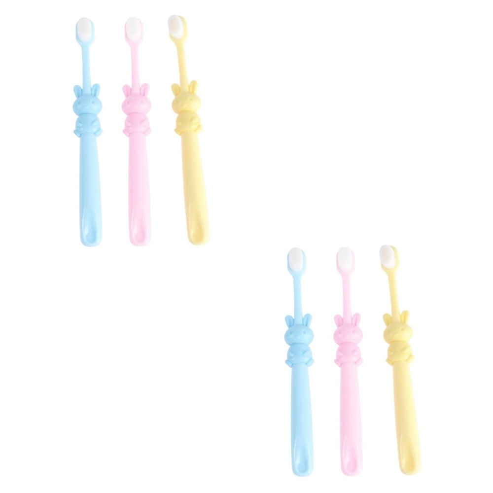 minkissy 6pcs Boys and Girls Toothbrushes Manual Cartoon Teeth Cleaning Rabbit Design for Boy Girl Toothbrushes Years