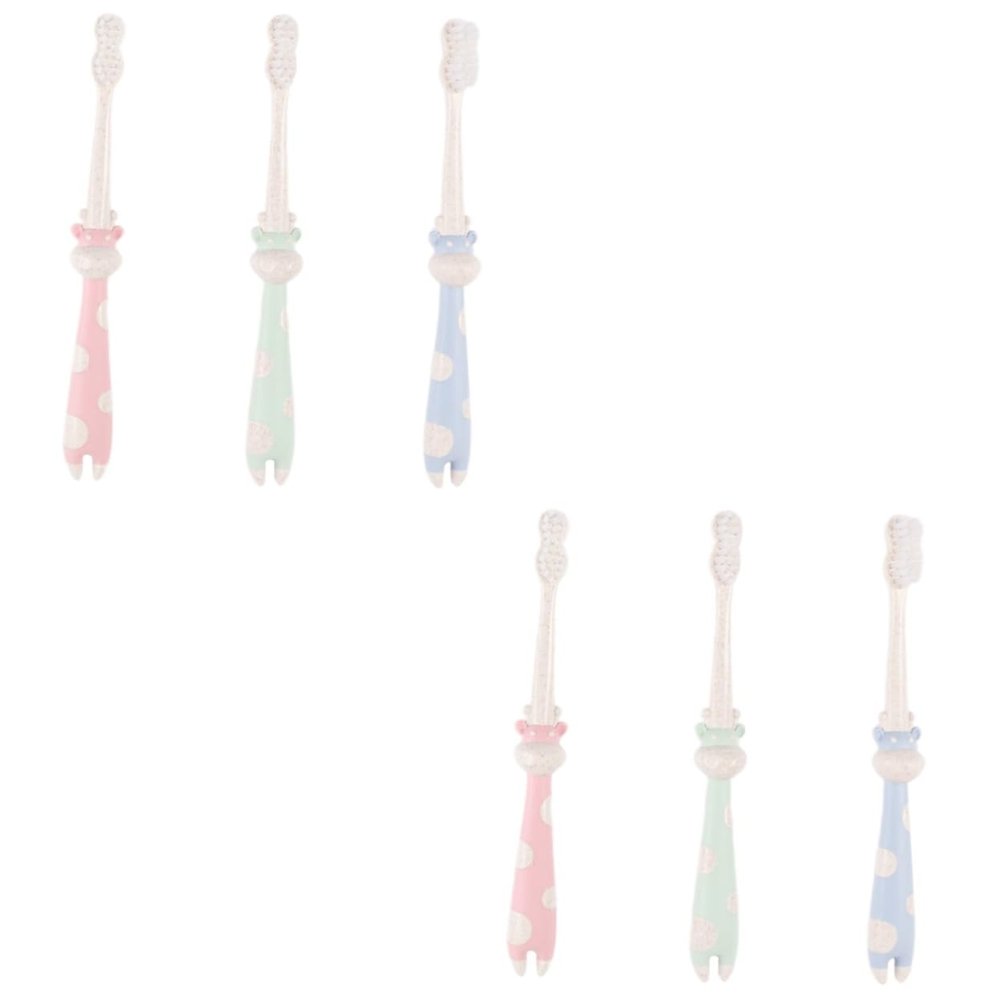 minkissy 6pcs Straw Cartoon Toothbrush for Boys and Girls Boy Girl Oral Care Bristle Brush for First Toothbrush and Daily Use