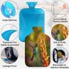 Green Hummingbird Floral Hot Water Bottle with Cover, Spring Bird Flower 2L Hot Water Bag for Pain Relief, Neck and Shoulder, Hand Feet Warmer view 3