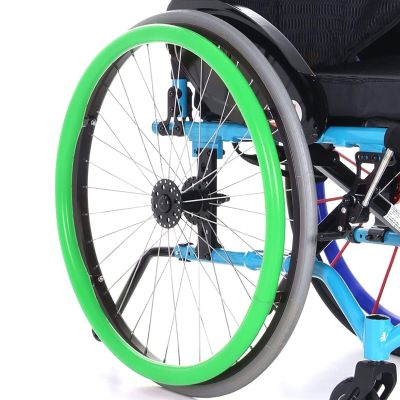 22IN/24IN Wheelchair Push Rim Covers, Wheelchair Push Rings Protective Covers, 1Pair Silicone Wheelchair Push Rim Strip, Wheelchair Rear Wheel Push Ring Protective Ring(Green,24in)