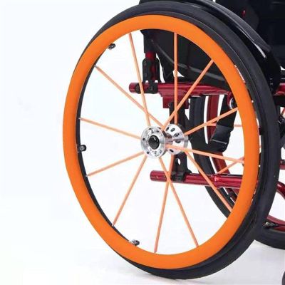 24 Inch Wheelchair Push Rim Covers, Non-Slip Wear-Resistant Hand Push Cover, Wheelchair Rear Wheel, Push Ring Protective Cover(Orange,2 Pairs)