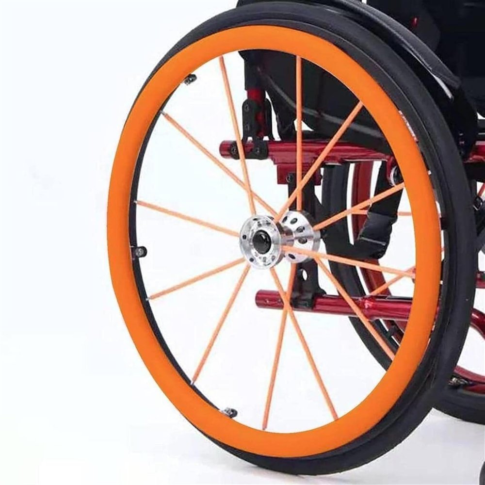 24 Inch Wheelchair Push Rim Covers, Non-Slip Wear-Resistant Hand Push Cover, Wheelchair Rear Wheel, Push Ring Protective Cover(Orange,2 Pairs)