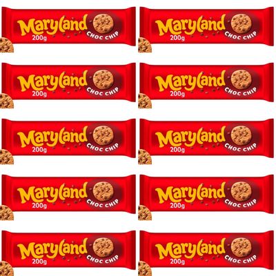 Cookies Bundle with Maryland Cookies Chocolate Chip 200g - 10 Pack | Cookies Cookies with Chocolate Chips, Suitable For Vegetarians.