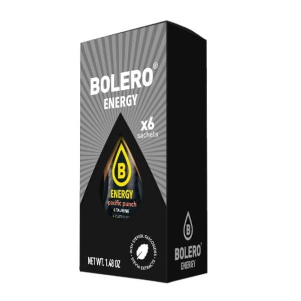 Bolero - Energy Pacific Punch - Box of 6 Sachets (6x7g) sugar-free instant flavoured energetic drink.