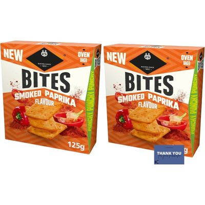 Jacob's Bites Smoked Paprika Crackers (125g x 2) - Bold & Smoky Flavor for Snacking & Sharing