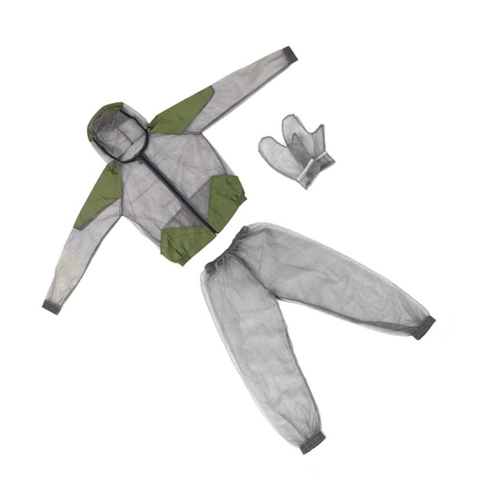 Didiseaon Clothing Set 3-in-1 Suit Mesh Gloves Sun Protection for Camping Hiking and Outdoor Activities Grey