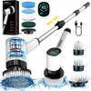 Electric Bathroom Scrubbing Brush - Electric Scrubber for Cleaning with 8 Replaceable Heads - IPX7 Full-Body Waterproof Tub Scrubber with Long Handle - Electric Brush Cleaner for Bathroom view 1