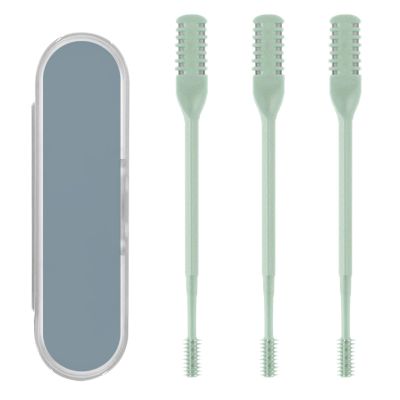 3Pcs Nasal Hair Cutter,Portable Manual 360 Rotating Nose Hair Trimmer with Ear Picker for Women Men (Green)