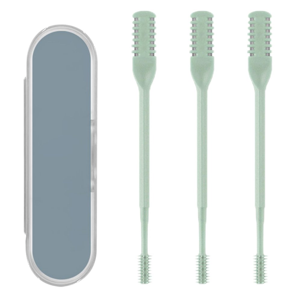 3Pcs Nasal Hair Cutter,Portable Manual 360 Rotating Nose Hair Trimmer with Ear Picker for Women Men (Green)
