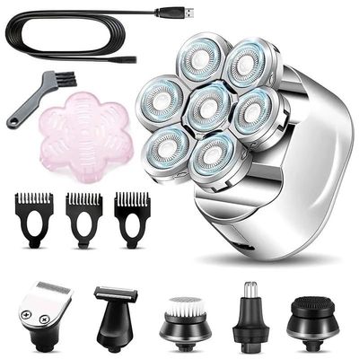 JQUAL Electric Razor for Men, 7-Blade Grooming Kit Electric Shaver For Men Hair Trimmer Beard Electric Razor Wet Dry Facial Body Bald Head Shaving Machine