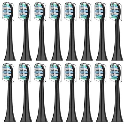 16 Replacement Toothbrush Heads Compatible with Philips Sonicare Toothbrush, 7900 3100 4300 5500 Plaque Defence Brush Head with Densely Clustered Bristles - Standard Sonic Brush Heads - Black