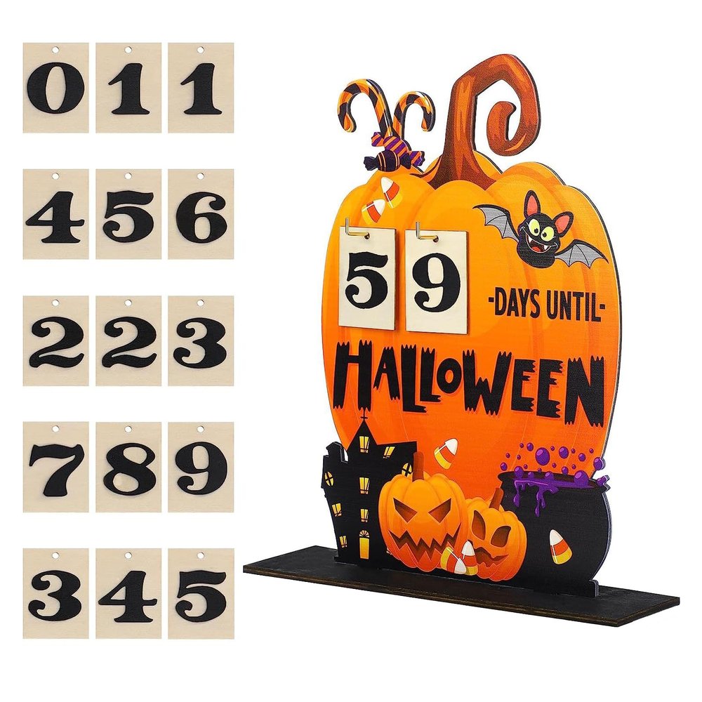 ZIDDAR Halloween Countdown Calendar Advent With Wood Number For Kid And Family Pumpkin Halloween Countdown Calendars