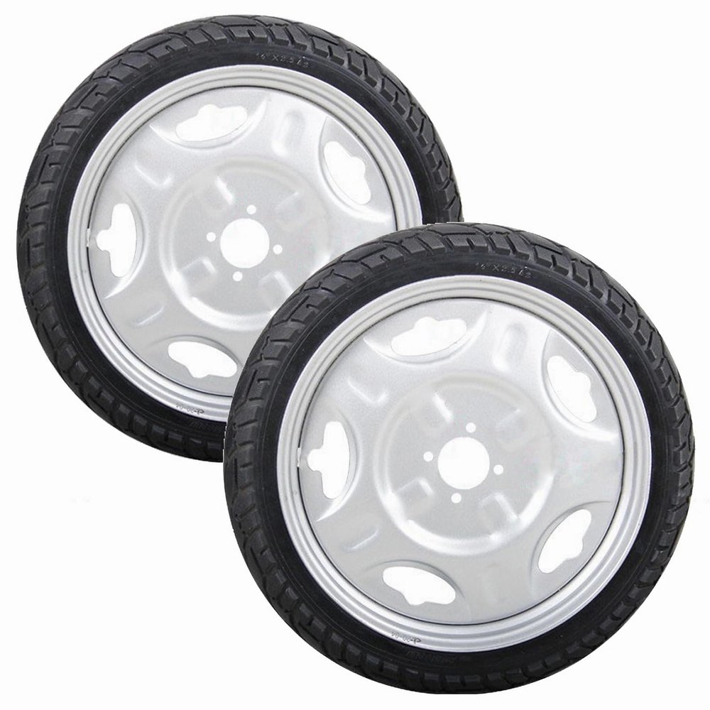 16x2.5 Wheelchair Replacement Rear Wheels, 16 Inch Electric Wheelchair Rear Wheels, Non-Inflatable Solid Tire, Disabled Vehicles Replacement Wheel (2 Pack)