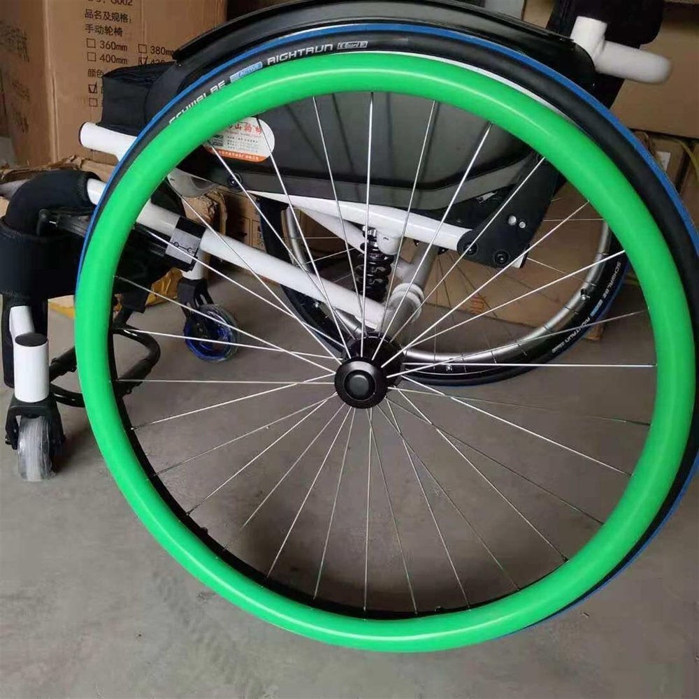 WTLONBF Wheelchair Push Rim Covers 1Pair 22/24Inch Wheelchair Push Rim Covers,Silicone Wheelchair Push Rim Covers,Non-Slip Wear-Resistant Hand Push Cover (Color : Green, Size : 24inch)