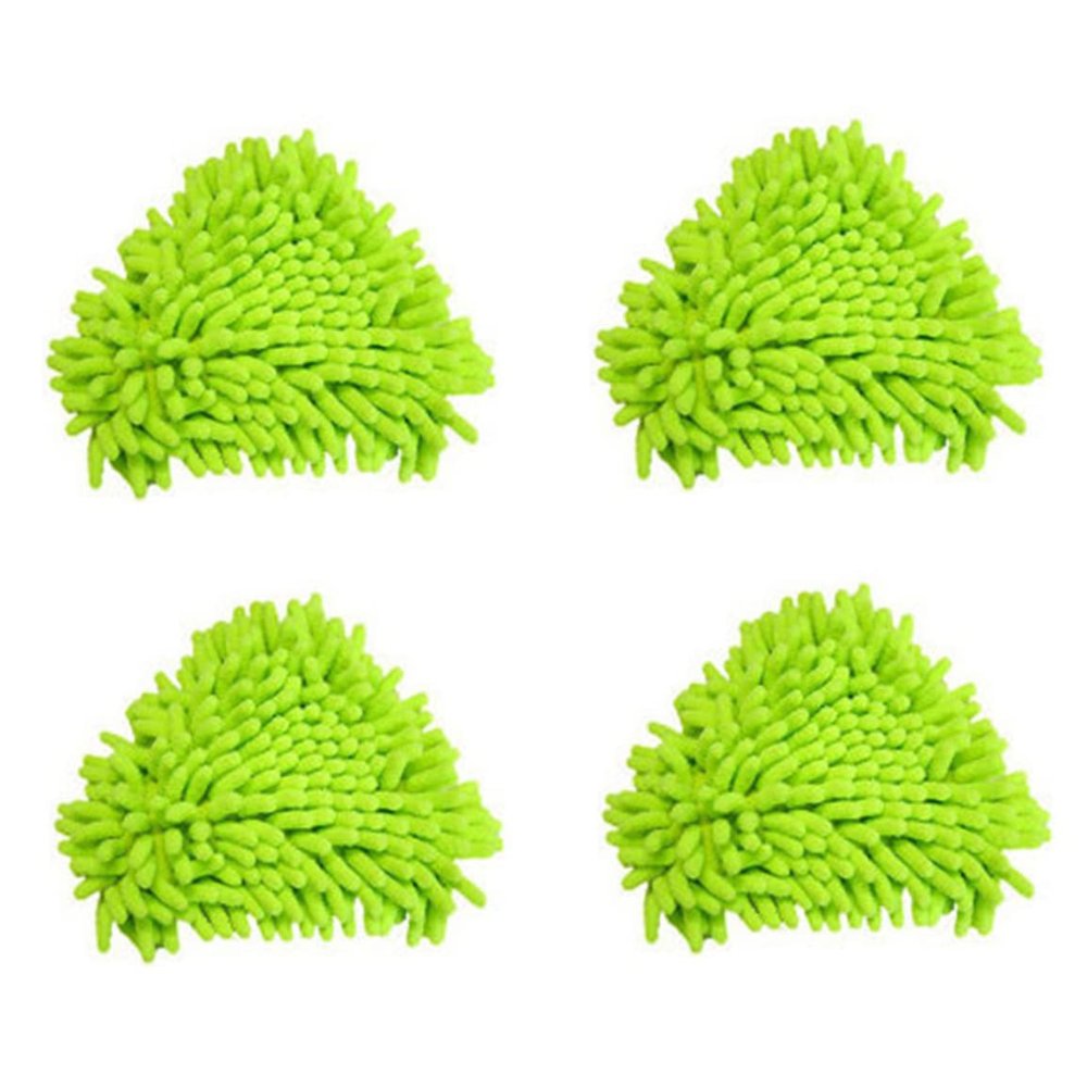 Kalastussaari Triangular Mop Heads,4Pcs Mini Brush Head Replacement,Rotatable Mini Mop Bathroom Mop Replacement,Green Wall Mop Shower Mop for Home Wall Ceiling Floor Cleaning