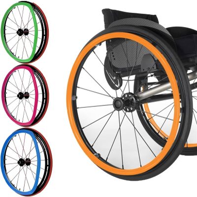 Wheelchair Cover Wheelchair Accessories 22/24in Wheelchair Push Rim Covers 1 Pair Non-Slip Wear-Resistant Hand Push Cover Wheelchair Rear Wheel Push Ring Protective Cover (Color : Orange, Size : 22i