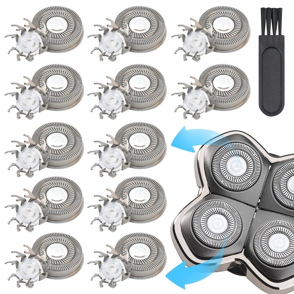 12 PCS Replacement Shaver Compatible with Pitbull Skull,Shaver Replacement Heads Replacement Shaver Head Comes with 1 Cleaning Brush Compatible with Skull Shavers Pitbull Gold Pro Shavers