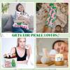 Buryeah 9 Pcs Funny Pickle Gifts for Pickle Lovers Christmas Pickle Themed Gifts for Women Pickle Printed 60 x 50'' Blanket Mug Makeup Bag Tote Bag Pillowcase Socks Keychain Candle Card for Employee view 4