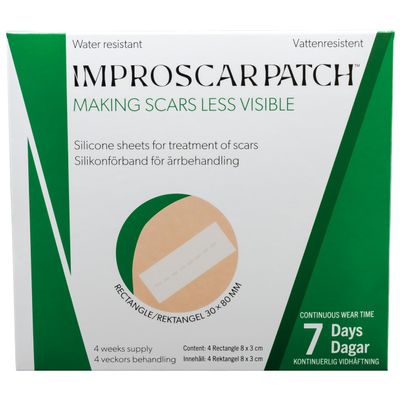 Improscar Patch - Silicone Sheet for Scar Treatment - Rectangle 80 mm Package - 1 Month Treatment