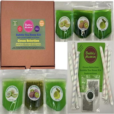 Fruity Green Selection Boba Bubble Tea Make at Home Kit 6-12 Extra Large Drinks